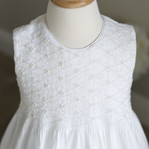 Strasburg Dress White Smocked Ecru Special Occasion Flower Girl 18/24 Months NEW